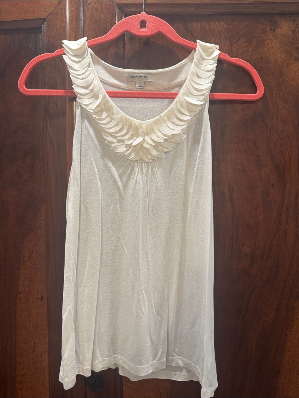 Banana Republic Ivory Sleeveless Tank with Petal Neckline